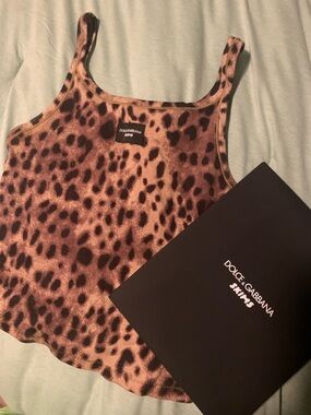 Dolce & Gabbana Skims Leopard Print Tank Top - Brown
